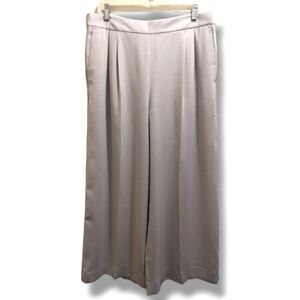 J. Crew Wide-Leg High Rise Crop Pant 365 Crepe Pleated Trousers Oyster Grey- 12T